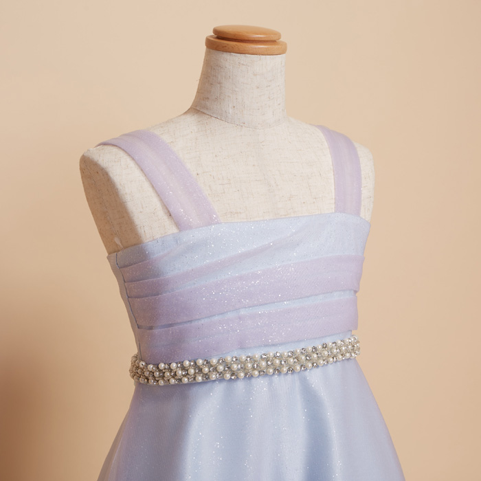ブルーパープルグリッターキッズドレス<100cm~130cm>